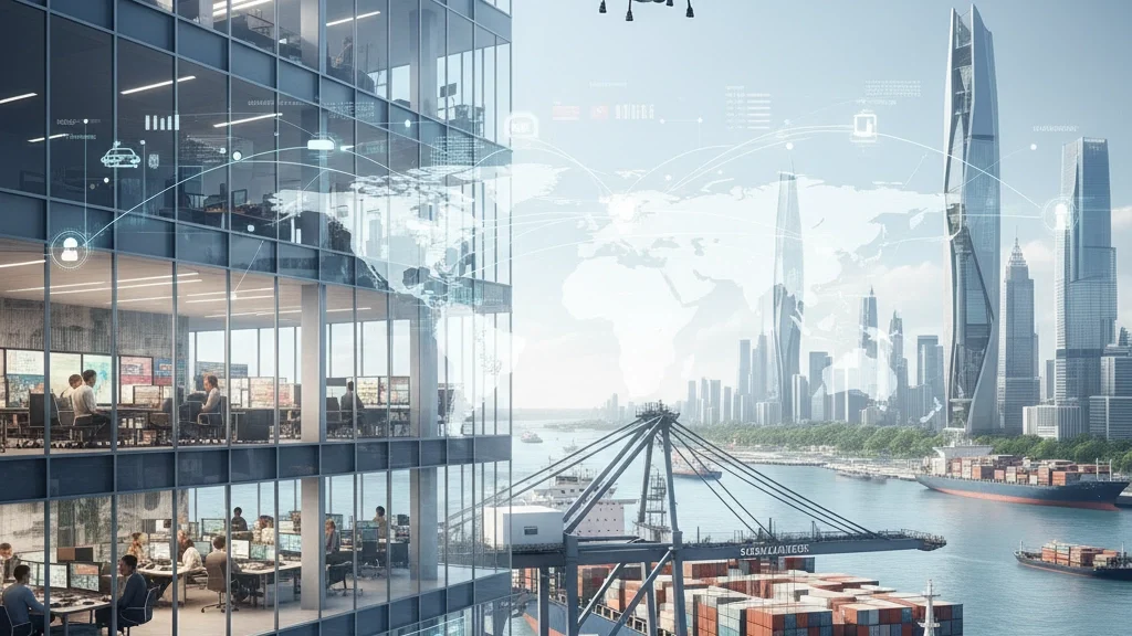 Global trade and supply chain illustration